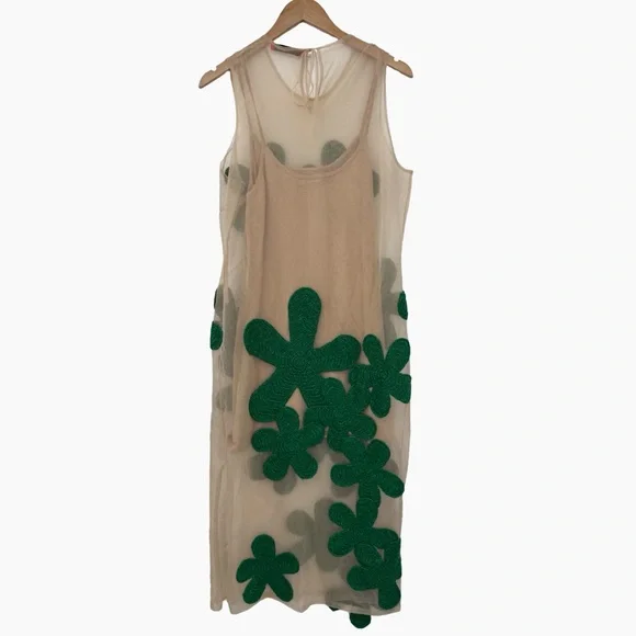 Simon Miller Hibiscus Sleeveless Crochet Midi Dress in Gummy GreenLarge